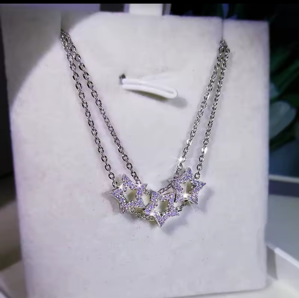Elegant 925 Sterling Silver Star Necklace